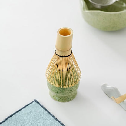 matcha whisk set,matcha set, including matcha bowl, matcha whisk and stand, sieve, spoon, cloth mat, gift for matcha lovers (Green)
