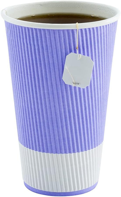 Restaurantware 16 Ounce Double Wall Disposable Coffee Cups, 500 Insulated Light Purple Paper Tumblers with Ripple Wall Design, Lids Sold Separately for Hot Drinks like Tea, Hot Chocolate and More