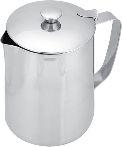 Stainless Steel Milk Frothing Pitcher, Stainless Steel Coffee Cup Mug Milk Frothing Pitcher Jug with Lid for Latte Coffee Art for Office Kitchen with handle(2000ml)
