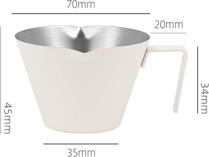 MHW-3BOMBER Espresso Measuring Cups, Double Spouts Stainless Steel Espresso Pour Cup, Espresso Shot Cups with Handle Scale, Metal Measuring Cups with V-Shaped Mouth, 3.4OZ/100ML Blue G5668-OS