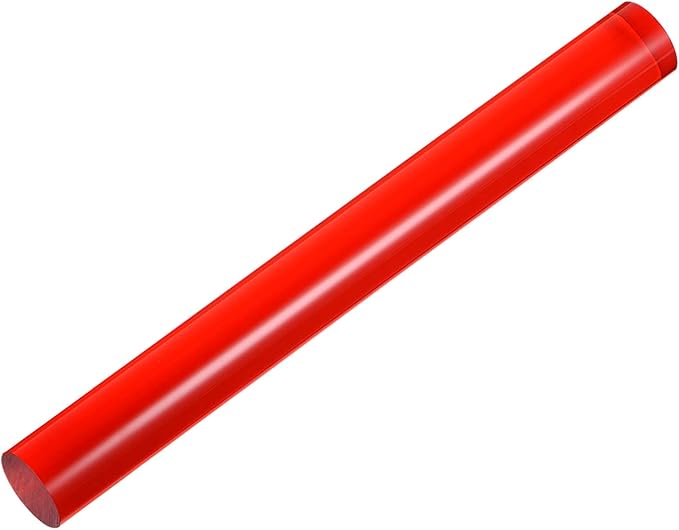 HARFINGTON Acrylic Clay Roller 9 Inch x 1 Inch Solid Non-Stick Plastic Round Tube Roller Polymer Clay Rod Fondant Rolling Pin for Shaping, Sculpting, Modeling DIY Crafts, Red