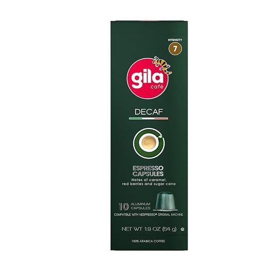 GILA Cafe Decaf aluminun coffee capsules compatible with Nespresso Original Machines Pack (6 pack x 10), 60 count