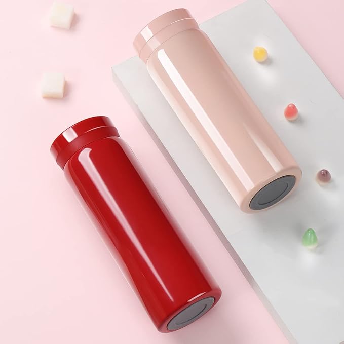 Mini Thermos Cute Water Bottle - 7 oz Tiny Insulated Vacuum 18/10 Stainless Steel Small Flask - Leak Proof & Spill Proof & Keeps Cold and Hot for Drink, Coffee, Tea - Pink