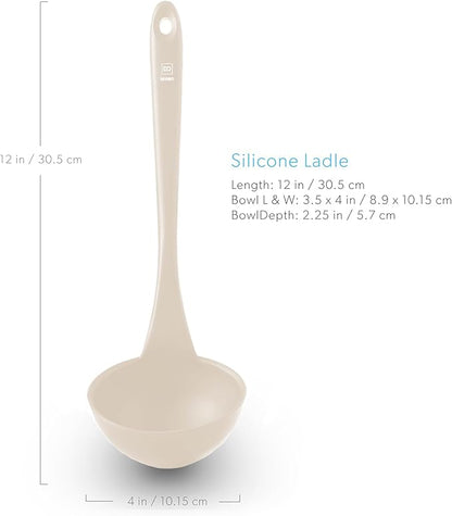 DI ORO Silicone Ladle – Soup Ladle for Cooking & Serving Heat-Resistant - Large Kitchen Soup Ladle Nonstick Cookware Safe - Soup Serving Spoon with Wide Bowl - Silicone Utensil Dishwasher Safe (Clay)