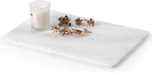 Koville African Natural Marble Cutting Board for Kitchen Pastry Bread, 12" x 8" Genuine Marble Cheese Board Stone Tray for Counter, Bathroom Perfume Tray Jewelry Candle Plate (Namib Fantasy)