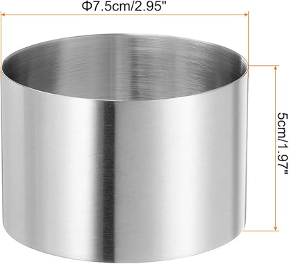 HARFINGTON Round Cake Ring 2.95 x 2 Inch Seamless Stainless Steel Pastry Mousse Dessert Ring Mirror Coating for Baking Cooking Making Tool