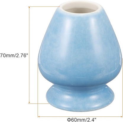 HARFINGTON Ceramic Chasen Stand 70mm Matcha Whisk Holder Teas Set Whisks Stand Traditional Matcha Tea Chasen Holder Tea Set Accessories for Tea Tasting, Cyan Blue