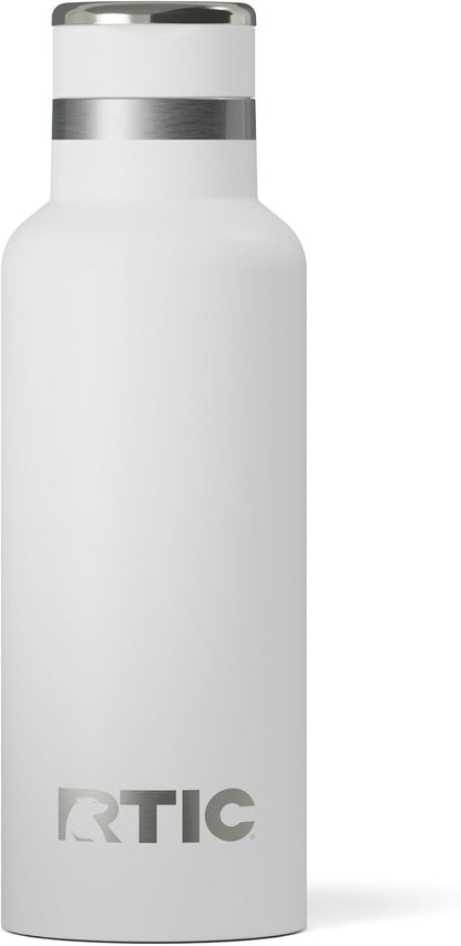 RTIC 16oz Journey Bottle Metal Stainless Steel Vacuum Insulated, BPA Free, Reusable, for Water, Hot and Cold Drinks, Travel, Sports, Camping, White