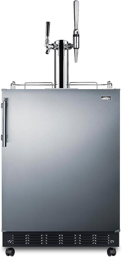 Summit 24" Nitro Cold Brew/Cold Brew Kegerator, Combination Dual Tap Kit, Stainless Steel- SBC7BRSCM2