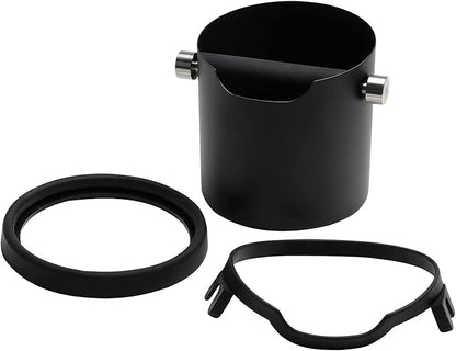 Espresso Knock Box, Capacity 60.8oz/1800ML Stainless Steel Coffee Grounds Container Waste Bin Coffee Tools for Barista and Non-slip Base (Black)