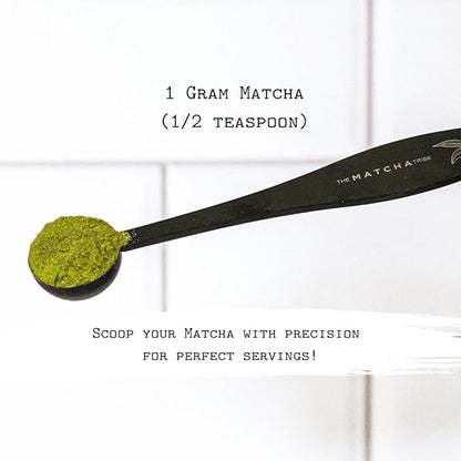 Black Matte Stainless Steel 1 gram Matcha Measuring Spoon (1/2 teaspoon). Scoop your Matcha with Precision for Perfect Matcha Lattes.