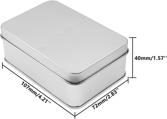 Metal Empty Boxes, Tin Boxes with Lid,Small Silver Tin Boxes,Stackable Organizer Containers,8PCS Storage Tin for Home Outdoor Active Storage Containers