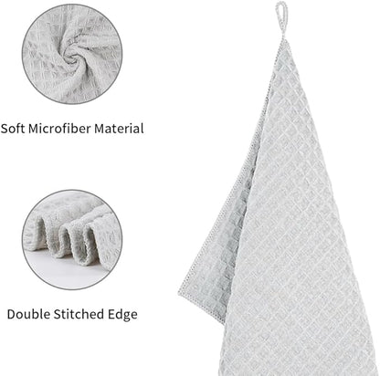 Barista Micro Cloth 4 Pack - watchget Microfiber Barista Cleaning Towels Coffee Cleaning Accessories for Espresso Machine, Steam Wand, Countertop, Kitchen Dish Cloth Waffle Weave Light Grey(12"x12")