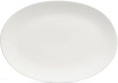 over&back Coupe Stoneware Serving Platter - Elegant 1-Piece Oval Serving Platter to Complete Your Kitchen Set - 16.4" x 11.5" - Semi-Matte White