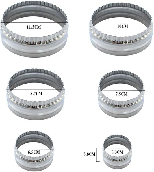 Fluted Cookie Cutters- Round Biscuit Cutters Set of 6 Pieces, Double Sided Fluted and Plain Edge Cookie Cutters, Stainless Steel