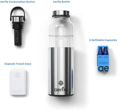Portable Soda Maker - Sparkling Water Maker with 17 oz Bottle | On-Bottle Carbonator | Stainless Steel & Tritan | Refillable CO2 Capsules