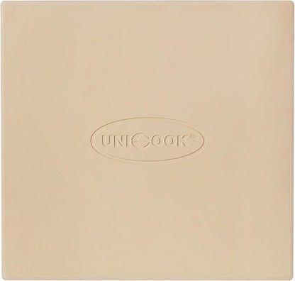 Unicook Pizza Stone for Oven and Grill, Square Baking Stone 12 Inch, Cordierite Cooking Oven Stone, Thermal Shock Resistant Pizza Pan for Pizza, Bread, Including Dough Scraper