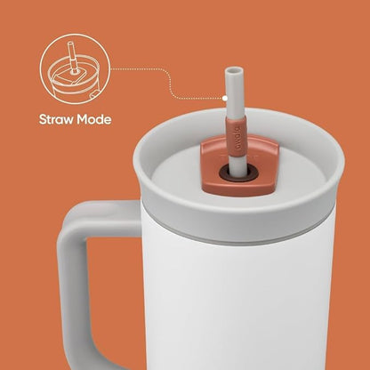 Owala Stainless Steel Triple Layer Insulated Travel Tumbler with Spill Resistant Lid, Straw, and Carry Handle, BPA Free, 40 oz, Gray (Iced Tea) (Pack of 6)