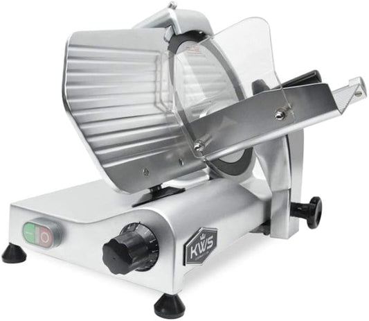 KWS MS-10NT 320W Motor Electric Meat Slicer 10-Inch with 304 Stainless Steel coated with Teflon Blade, Frozen Meat/Cheese/Food Slicer Low Noise Commercial and Home Use [ ETL, NSF Certified ]