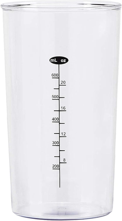 Amazon Basics 300W 4-In-1 Immersion Blender Handheld, Emulsion Blender With Blending Stick, Whisk, Chopper and Beaker, Continuous Speed Control And Turbo Mode, 5-ft Power Cord, White