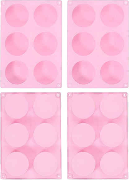 uxcell 4pcs Silicone Muffins Pan, 6 Cup Silicone Cupcake Pan Nonstick Baking Tray for Muffins, Cupcakes, Dishwasher Safe, Pink