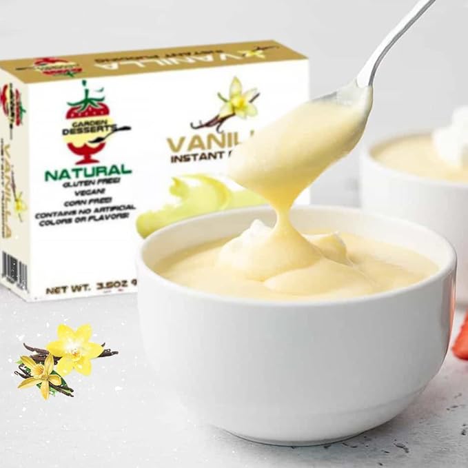 Natural Instant Pudding Mix - Delicious Chocolate & Vanilla Pudding Mix by Garden Desserts - Includes 1 Chocolate & 1 Vanilla. Quick Vegan Dessert, Gluten Free, Kosher 4 Oz (2 Pack, Variety)