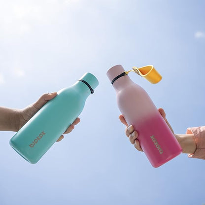 BJPKPK Insulated Water Bottles, 18 oz Stainless Steel Metal Water Bottle with Strap, BPA Free Leak Proof Thermos, Mugs, Flasks, Reusable Water Bottle for Sports & Travel, Turquoise