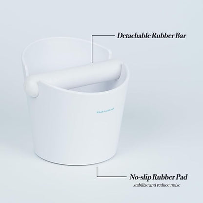 Coffee Knock Box for Coffee, ABS Coffee Grind Knock Box, Shock-Absorbent Durable Coffee Espresso Knock Box Dump Bin Grind Waste Removable Detachable Knock Bar and Non-Slip Base (White)