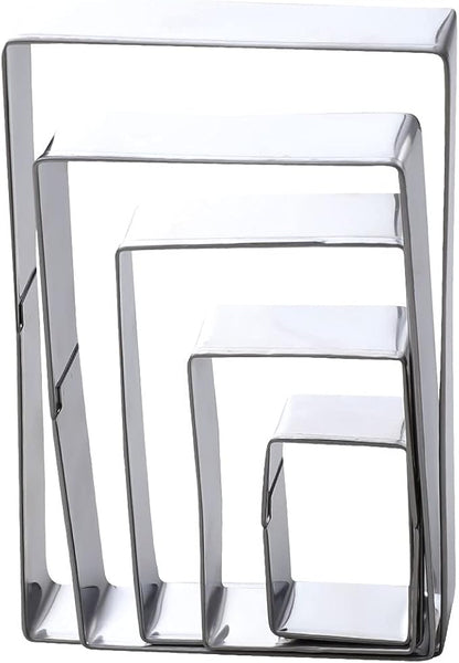 5Pcs Rectangle Cookie Cutter Set, Stainless Steel Biscuit Baking Molds Fondant Cake Cookie Cutter Rectangle Shaped Cutter