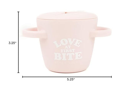 Bella Tunno Snack Cups for Toddlers, Silicone Spill Proof Food Container with Lid, Babies & Kids 6-12 Months, Love First Bite