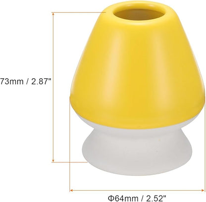 HARFINGTON Ceramic Chasen Stand 73mm Matcha Whisk Holder Teas Set Whisks Stand Traditional Matcha Tea Chasen Holder Tea Set Accessories for Tea Tasting, Yellow White