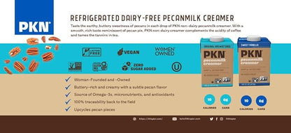 PKN Original Non Dairy Coffee Creamer Milk Alternative, Made from Real American Pecans, Plant-Based Nut Milk, Without Added Sugars and No GMOs, Lactose Free, 2-Pack Variety