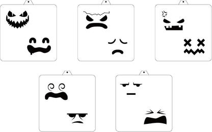 Halloween Ghost Faces Cookie Cutter and Stencil Set Bundle Kit PYO Cookies Paint Your Own Diy Bakery Fondant Sugar Happy Birthday Wedding Baby Candle Kids Painting Coloring Pages Comb (Ghost Faces)