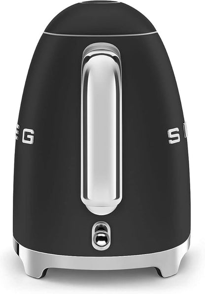 SMEG 50's Retro Style Electric Water Kettle with Automatic Shutoff, Removable Base, and Water Indicator, KLF03BLMUS, Matte Black