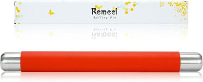 Rolling Pin Dough Roller for Baking with Thickened Non Stick Silicone Metal Handle Rolling Pin Stainless steel Fondant Roller Pin Cookie Pastry Kitchen Accessories 13.8 X 1.5 Inches