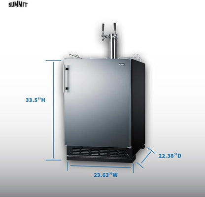 Summit 24" Undercounter Kegerator, Dual Tap Kit, Stainless Steel - SBC7BRS
