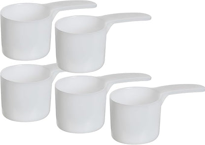 70 mL Plastic Measuring Packaging Scoop (=70 cc/ = 4.73 Tablespoon/ = 2.37 fl oz/ = 0.3 Cup), Meidum Handle - to Measure and Dispense Spices, Granules, Powders, for Seeds Packing (5)