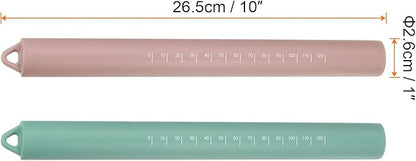 HARFINGTON 2pcs Silicone Rolling Pin 10" Stainless Silicone Surface Non-Stick Stainless Steel Inner Core Dough Roller Kitchen Roller for Baking Pastry Pizza Fondant Bread, Pink,Green