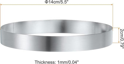 HARFINGTON Round Cake Ring 5.5 x 1 Inch Seamless Stainless Steel Pastry Mousse Dessert Ring Mirror Coating for Baking Cooking English Muffins Crumpet Making Tool