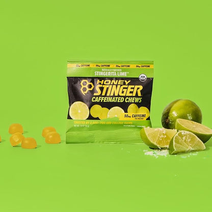 Honey Stinger Stingerita Lime Caffeinated Energy Chew, Gluten Free, with Caffeine, for Exercise, Running and Performance, Sports Nutrition for Home & Gym, Pre and Mid Workout, 12 Pack