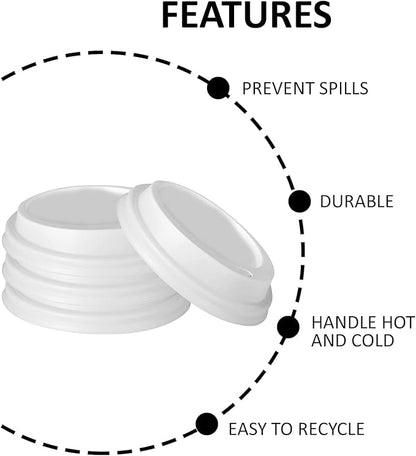 Smygoods Coffee Cup Lids, Dome Lid for 10/24 Ounce cups, Paper cups, White, 50 Count [No Cups Included]