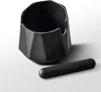 Coffee Knock Box Espresso Grounds - CAFEMASY Home Use Epsresso Accessories Unique Design Diamond Shape Mini Knock Box with Espresso Cleaning Brush