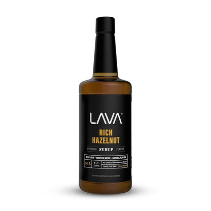 LAVA Premium Hazelnut Syrup, Natural Hazelnut Coffee Sweetener, 33.8oz (1-Liter), Made with 100% Sugar, No Artificial Sweeteners, Flavors, or Colors. (1-Pack)