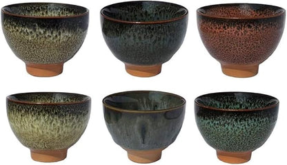 Better-Love 6PCS Handmade Ceramic Espresso/Tea/Sake Cup Gift Set (2.5oz) - 6 Colors, Chinese Pottery Teacups & Japanese Style Cups