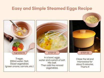 Microwave Silicone Steamer for Baby Food, Made In Korea, Oven & Dishwasher Safe to 482°F, Easy Clean, Microwave Pot with Handle & Lid, 100% Food Grade Steamer Bowl (Terracotta Rose, 27.1oz (800ml))