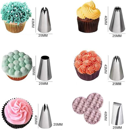 Large Piping Tips Set, Stainless Steel Cake Decorating Icing Tips Nozzles, Pastry Cake Decorating Tips Baking Tools For Cookies Cupcake Decorating Kit (1M 2D 1A 6B 853 895 114)