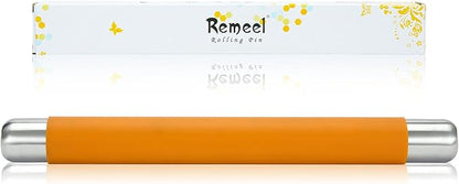 Rolling Pin Dough Roller for Baking with Thickened Non Stick Silicone Metal Handle Rolling Pin Stainless steel Fondant Roller Pin Cookie Pastry Kitchen Accessories 13.8 X 1.5 Inches