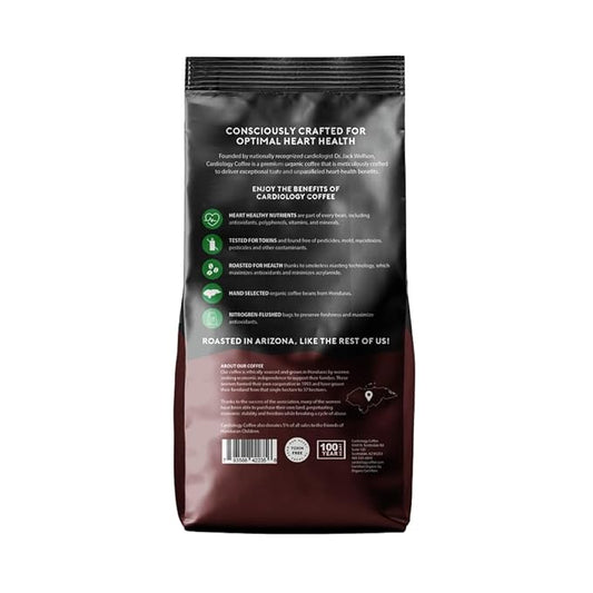 Cardiology Coffee – Decaf Coffee Beans – USDA Certified Organic, Mold Free 12oz Premium Whole Bean Coffee Medium Roast – Decaf Espresso Beans with Swiss Water Decaf and Antioxidant Benefits – Heart Healthy Lifestyle