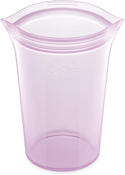 Zip Top Reusable Food Storage Bags | Large Cup [Lavender] | Silicone Meal Prep Container | Microwave, Dishwasher and Freezer Safe | Made in the USA