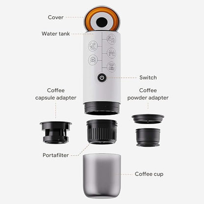 BENFUCHEN 3-in-1 Portable Espresso Machine With NO Heating Function, Type-C Charging Electric Espresso Maker, 17 Bar Mini Coffee Maker For N ESPRESSO/DolceGustoPods & Ground Coffee On the Go, White